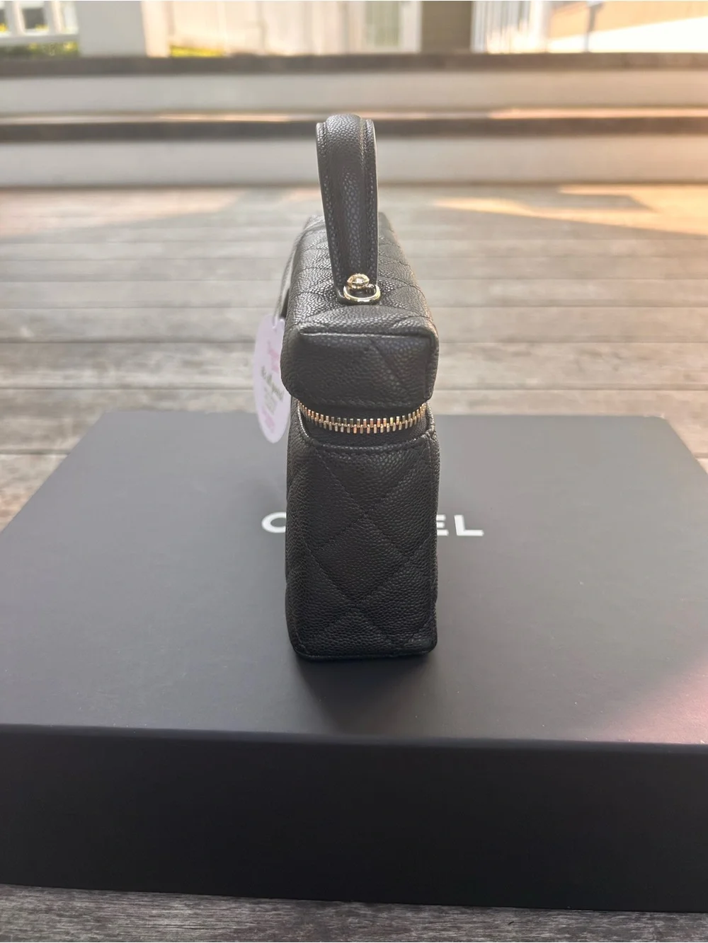 Chanel Black Quilted Slim Vanity Crossbody with Gold Chain
